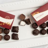 2 - 6 Pc. Chocolate Boxes · First Box: Winter cabernet truffles (dark), Summer cabernet truffles (dark shell, milk cente...
