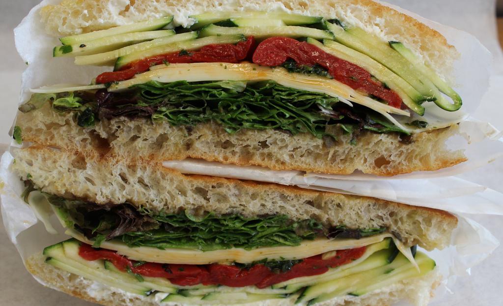 Veggie Sandwich · roasted peppers, eggplant, zucchini, mozzarella, herbs, greens