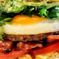 Ultimate Breakfast Sandwich · impossible sausage, bacon, egg, cheese, tomato, avocado breakfast sandwich