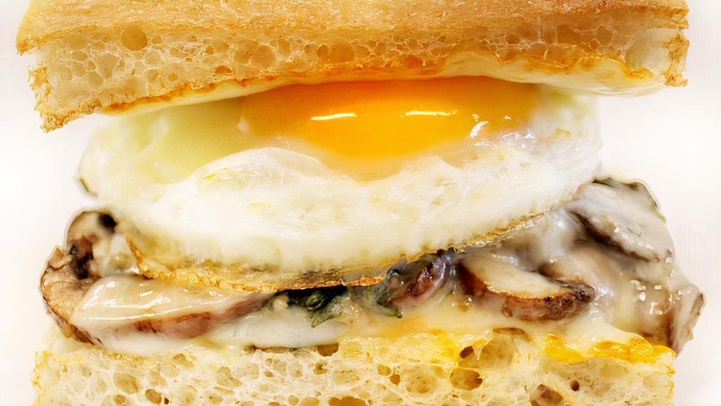 MCE Breakfast Sandwich · mushroom, spinach, egg breakfast sandwich