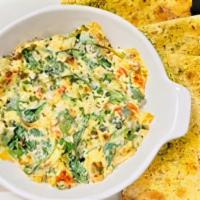 Artichoke Spinach Dip  · Bell pepper, parmesan cheese, tuscan lemon and herb  flatbread