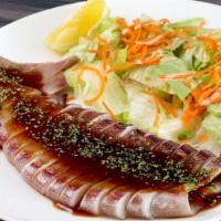 G5. Squid Maruyaki (Whole Squid) · Whole grilled squid with teriyaki sauce.