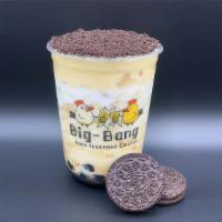 Chocolate Cookie Puff Cream · House made puff cream ，  milk， topped with chocolate cookie crumbs, boba soaked in house mad...