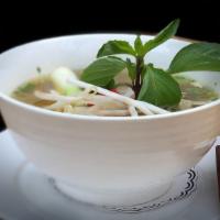 Chicken Soup · Chicken broth - Rice noodles - Mary's Chicken - Cilantro - Scallion - Bean Sprouts - Basil -...