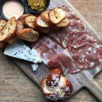 Larder Board · charcuterie, cheese, pretzel knot, crostini, house pickles, preserves