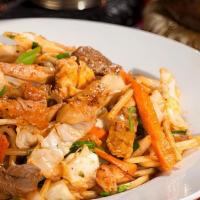 Chicken Chow Mein · Noodles sautéed with chicken, cabbage and spices.
