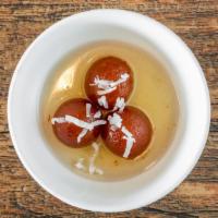 Gulab Jamun (2 pcs) · Indian milk cheese balls fried and flavored with sugar syrup.
