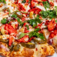 Agneepath (Garlic Tandoori Pizza) · White sauce, pineapple, jalapeno, red onion, tomato, tandoori chicken, topped with fresh cil...
