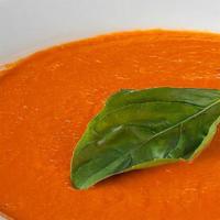 Tomato-Basil · a hearty puree of tomatoes, cream, onions, carrots, basil, garlic; with grilled house-made c...