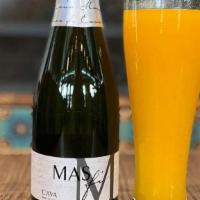 Mimosa Package · bottle of Mas Fi Cava Brut and fresh squeezed orange juice
