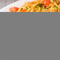 Crab Linguine (Red Sauce) · Crab meat, linguine, basil, red pepper, Kalamata olive, traditional Italian sauce topped wit...