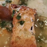 Tuscan White Bean & Kale Soup · rosemary croutons, parmigiano, EVOO
