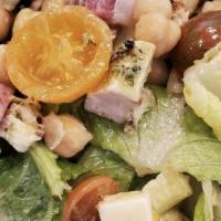 Chopped Salad · grilled chicken, romaine, smoked mozzarella, salami, gaeta olives, ceci beans, tomatoes, she...