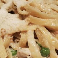 Fettuccine Bolognese · chicken, peas, shallots, garlic, parmigiano