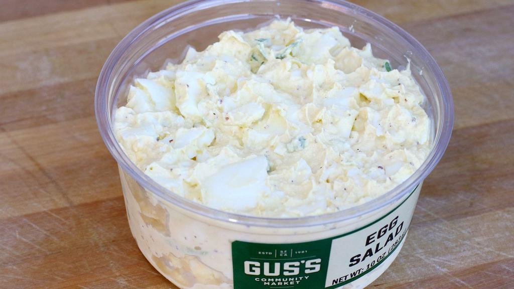 Egg Salad · Ten ounces side. Hard-boiled free-range eggs, mayonnaise, green onions, stoneground mustard, salt, and pepper.