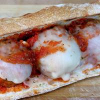 Meatball Sub · Served hot. House-made meatballs with marinara sauce, topped with provolone cheese.