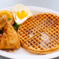 Paige's Palette · 2 southern-fried chicken wings, 1 egg, & 1 delicious waffle.