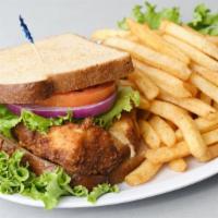 Uncle Johnny's Juicy Grilled Sandwich · Fried or grilled chicken breast w/ lettuce, tomatoes & red onions on a sesame seed bun
