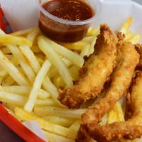 Josiah’s Starfish · 4 fried chicken strips & fries.