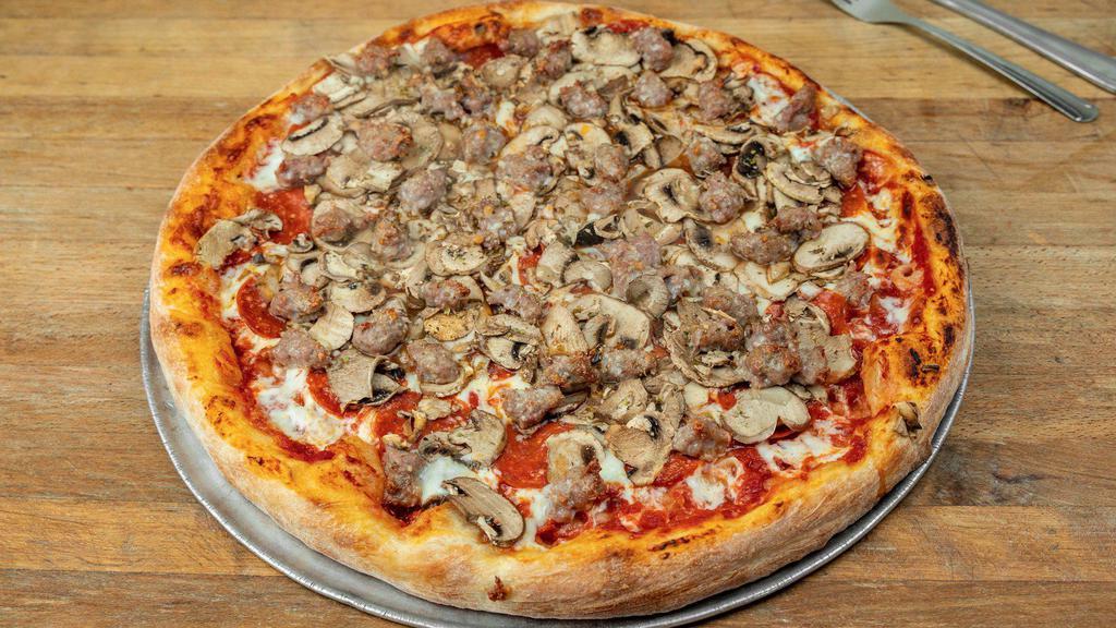 Pizza a la Toto's No. 3 Small/Medium · Pepperoni, mushroom, and sausage.