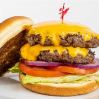 Double Cheeseburger · Two Fresh In-House Ground Angus Patties topped with your Choice of Cheese. Served with Lettu...