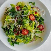 Chop Salad · Gem Lettuce, Green Cabbage, Cherry Tomato, Cucumber, Red Onion, Soft Herbs, Red Wine Vinaigr...