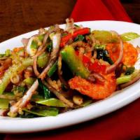 SPICY DRY COOKED PRAWN · celery, jalapeno, Thai chilli