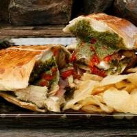 Chicken Pesto · 510 cal. Heated. Grilled chicken with our classic pesto, fresh mozzarella, caramelized onion...