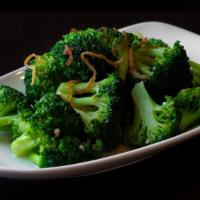Broccoli and Garlic · Gluten-free. Broccoli tossed in a wok with white wine, garlic, a little salt and garnished w...