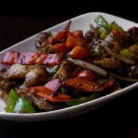 Black Pepper Swai · Marinated white fish with onions, red and green bell peppers, carrots, ginger, garlic scalli...