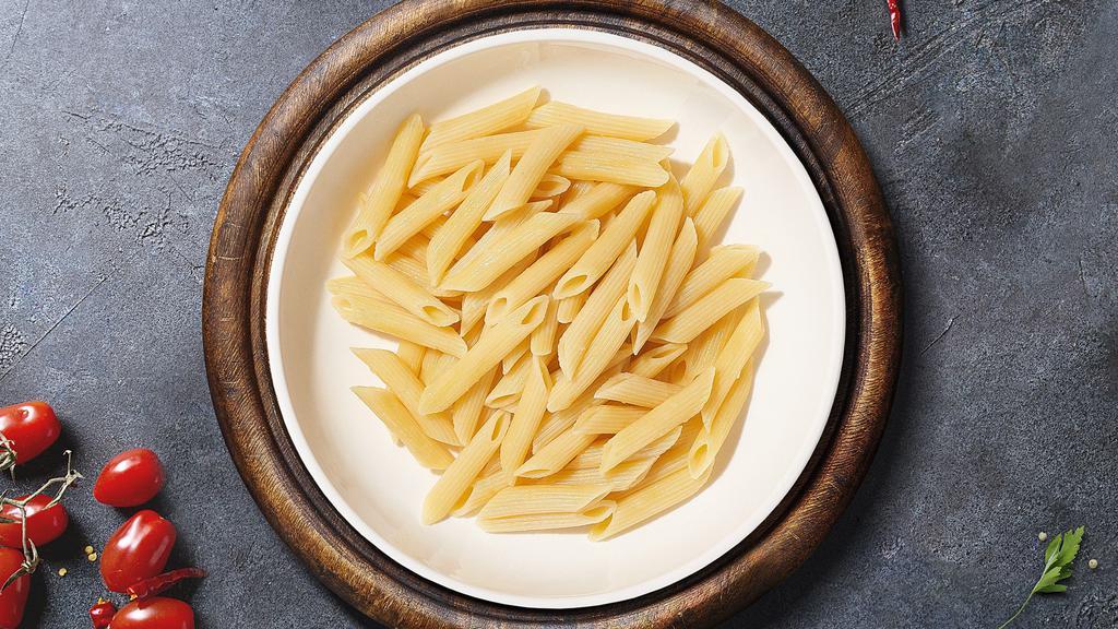 Penne Pasta Prodigy · Fresh penne pasta cooked with your choice of sauce and toppings!
