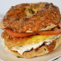 Bagel Florentine · Spinach cream cheese, egg, bacon and tomato