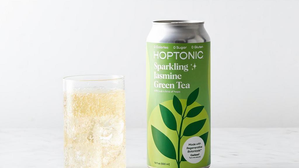 Hoptonic Sparkling Jasmine Tea · Hoptonic Tea is an East Bay producer of local artisans with a focus of craft and quality. It has zero sugar, zero calories, and alcohol free