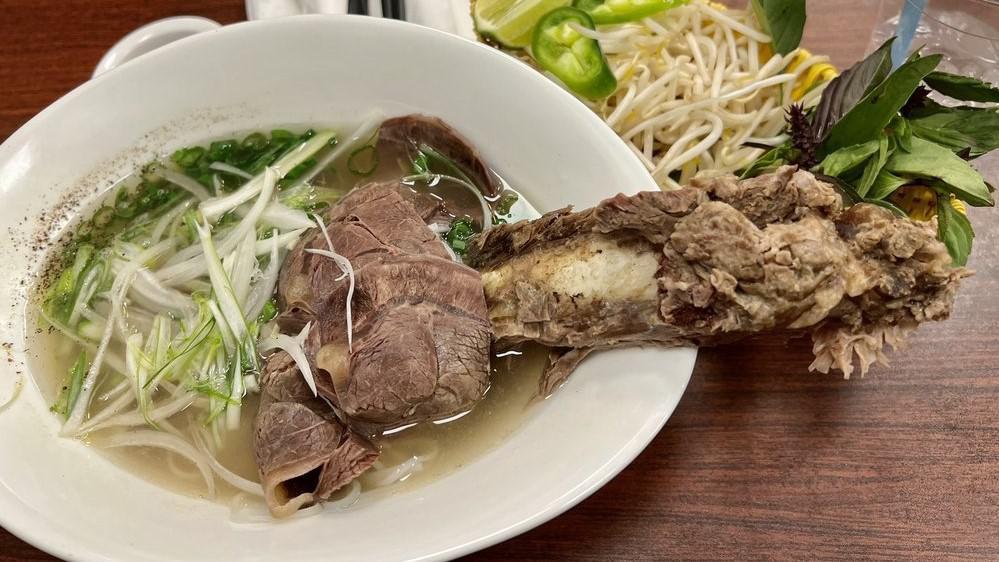 01. Special Beef Noodle Soup – Phở Đặc Biệt · Rare steak, well done brisket, flank, tendon, fat brisket, well done flank.