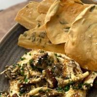 Hummus & Mushrooms · roasted garlic, maple & sherry marinated mushrooms, herb crackers