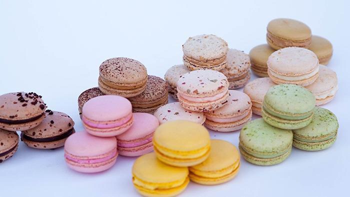 French Macaron - Large · Almond based egg white cookies, assorted traditional flavors include pistachio, raspberry, mango passion fruit, chocolate, and coffee.