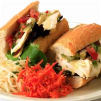 Chicken Breast Sandwich · Marrinated chicken breast, oven roasted, with diced veggies and lemon dressing, celery roots...