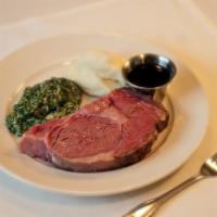 Prime Rib Of Beef (9 oz) · Au jus, baked potato, creamed spinach.