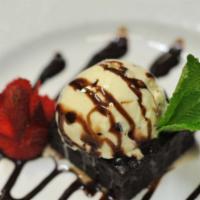 Chocolate Brownie · With chocolate sauce & chocolate chip ice cream.