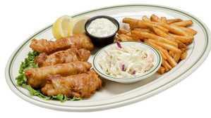Fish & Chips · A generous portion of beer battered cod. Served with cole slaw and french fries.