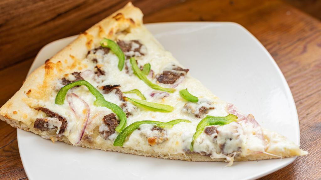Yummy Pizza · Steak american cheese onions bell pepper.