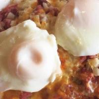 GF- Corned Beef House Hash · Fresh lean corned beef and onions chopped into potatoes, topped with 2 eggs any style.