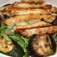 Insalata Di Pollo · Mixed green salad with grilled chicken breast, tomato, olives, house dressing, and Parmesan ...