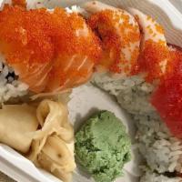 7. Rainbow Roll · California roll topped with assorted fresh fish.