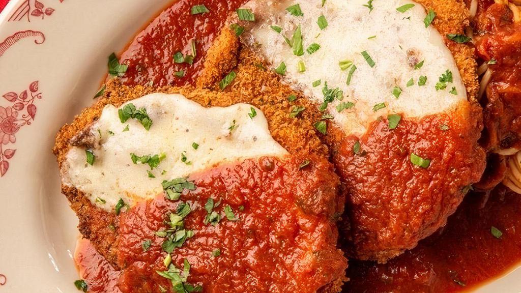 Chicken Parmesan · Provolone & Marinara Sauce with Spaghetti Marinara