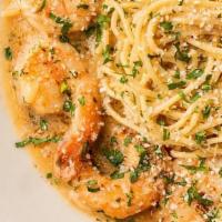 Shrimp Scampi · Garlic, Lemon Butter with Spaghetti