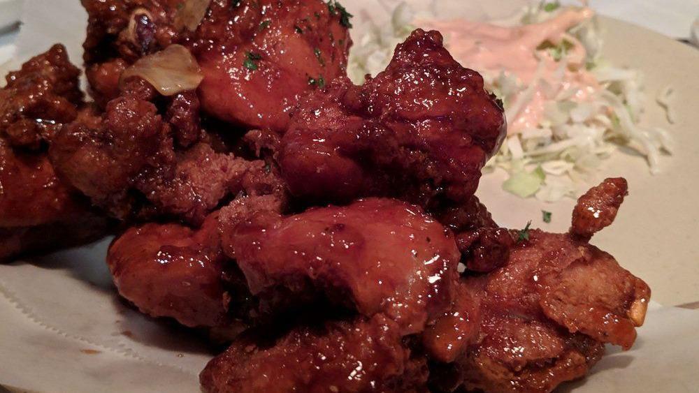 Deep-Fried Chicken Gizzard · Soy garlic sauce for an additional charge.