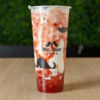 Mr. Sun Special w/ Strawberry Boba · Fixed Sugar & Ice Level. Cold drink only. With Strawberry Boba.
