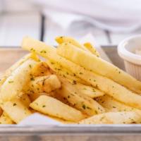 Aonori French Fries · French fries seasoned with Japanese aonori (green seaweed). Served with shichimi mayo.
