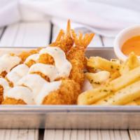 Fried Shrimp and Fries Basket · Japanese fried shrimp served with French fries.